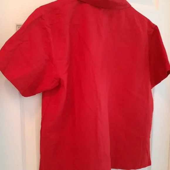 Brand New Stylish Red Wine Embroidered Silk & Linen Blouse For Women - Picture 2 of 4